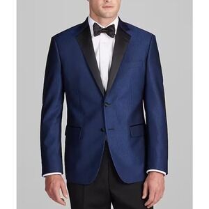 JOS A BANK Jacquard Dinner Jacket Satin Shawl Lapel Blazer 44L C080654